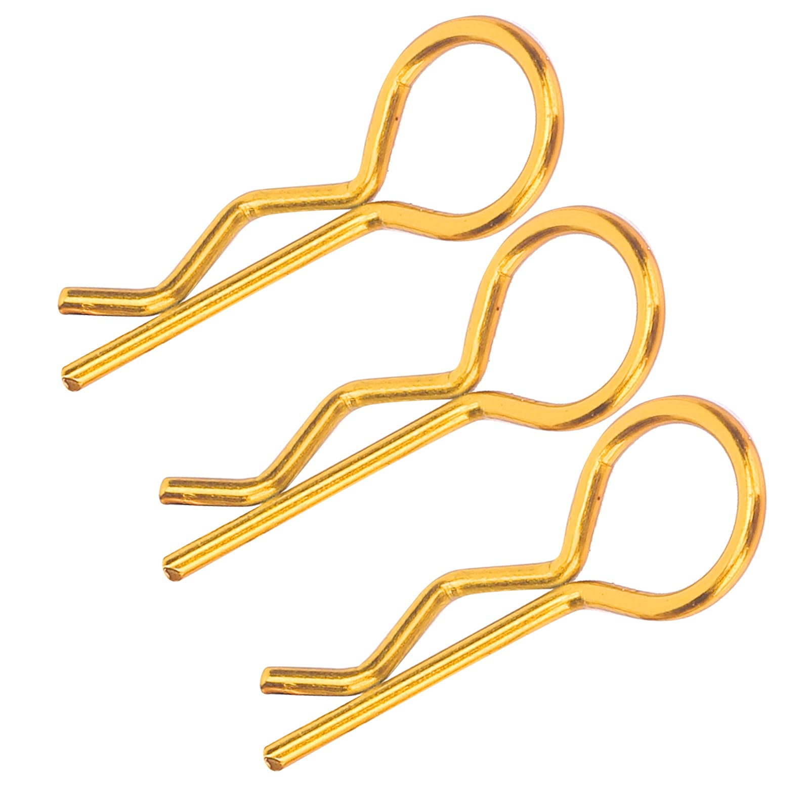 Dilwe RC Car Shell Clips, 10Pcs RC Car Shell Clip R-Shape Metal Body Clips Pins Secure Shell Pin Compatible with 1/5 1/6 1/8 1/10 RC Car(Gold)