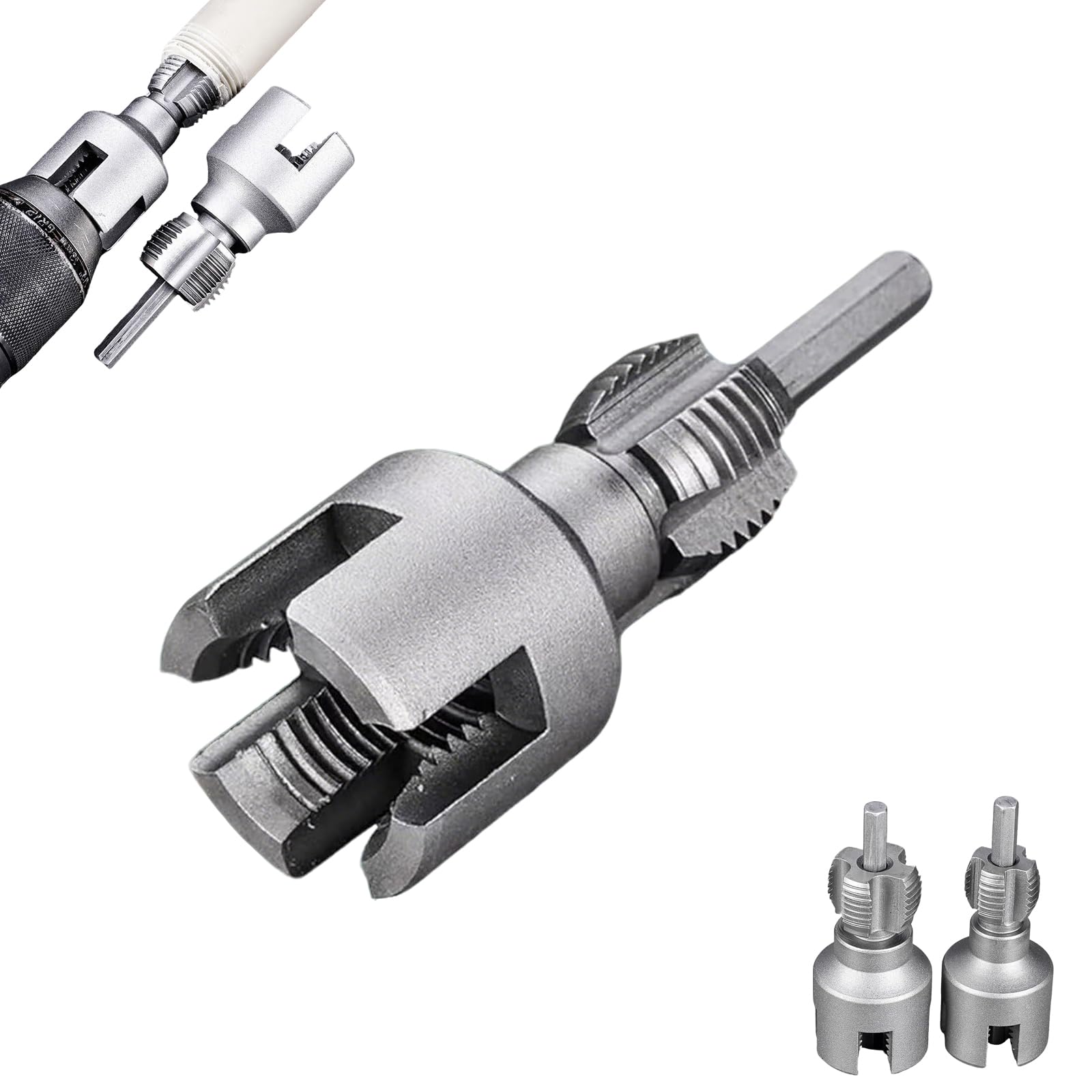 Photo 1 of Integrated Internal & External Pipe Threading Tool, Pipe Thread Cutting Tool, Electric Drill Compatible PVC Pipe Threader Kit, 1/2" (DN15) 3/4" (DN20) Pipe Size (3/4")