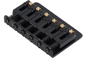 AOUTECEN Top Load Bridge, Iron Copper Electric Guitar Bridge Portable Comfortable Touch 6 Strings Glossy for Stringed Instrument(Black)