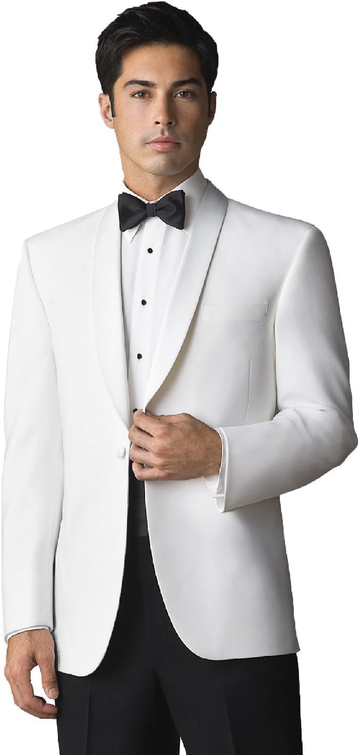 First Nighter Men's White Lapel Dinner Jacket, 44 Long