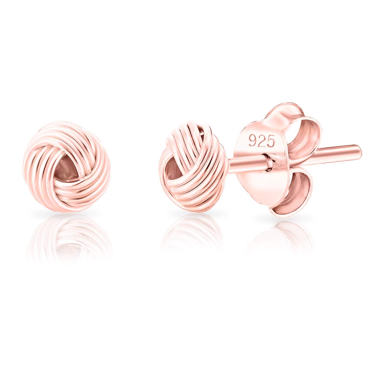 DTPsilver® SMALL 925 Sterling Silver Rose Gold Plated Studs Earrings - Celtic Triskele - Diameter: 9 mm