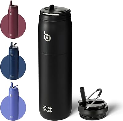 BOTTLE BOTTLE 32 oz Stainless Steel Water Bottle with Straw Lid Black