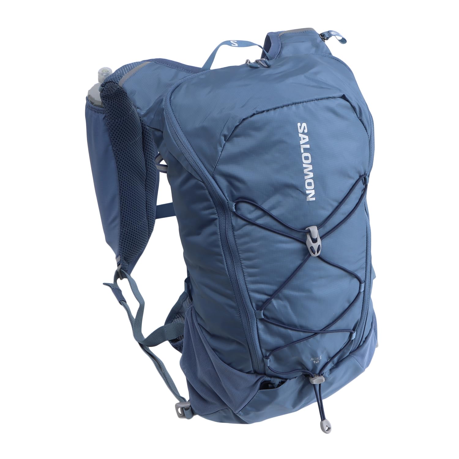 Salomon Agile 12 Set Unisex Backpack for Long Excursions with 2 Flasks (500ml), Perfect for Running, Hiking and Training, Capen Blue