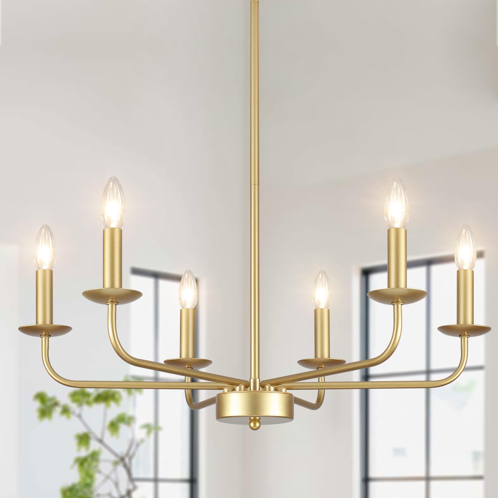 ASHUAQI 6 Light Gold Chandelier — image 1