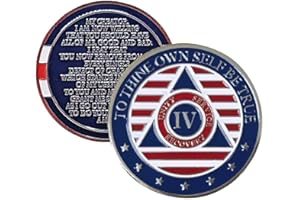 MYRECOVERYSTORE Stars and Stripes Alcoholics Anonymous Chip with 7th Step Prayer on Back Coin Capsule Included (Available in 1-50 Years)
