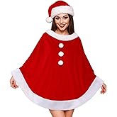 Berlune Christmas Women Santa Claus Costumes Velvet Dress Cloak Cape Hat Adults Women Costumes Outfit