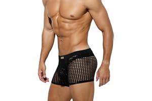 XIALIANT ZX Mens Underwear Mesh Boxer Briefs - Breathable Trunks with 3D Pouch See Through Mesh Lingerie