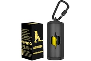 SHAOUMAN Metal Dog Poop Bag Holder w/Leash Clip|Durable Scratch-Resistant Aluminum|15 Bags+3 Accessories(Black)