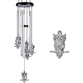 Owl Wind Chimes Outdoor/Indoor Decor - Memorial Wind Bells, Romantic Wind Catcher, Blessing Windchimes Gifts for Mom, Home, Balcony, Yard, Tree, Indoor, Festival Garden Decoration(5 Tubes, 6 Owls)