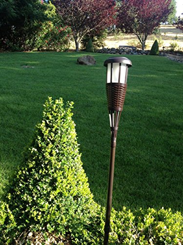 Newhouse Lighting MTIKIPOLE2-B Metal Solar Tiki Torches, 2-Poles, Black, 2 Piece