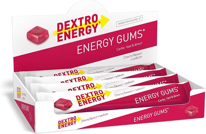Dextro Energy Cherry Sport Gums with Sodium 8 x 45 g Chewable Carbs