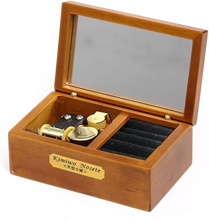 Caja musical de madera con espejo de 18 notas, con movimiento ...