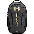 Under Armour Unisex-Adult Hustle 6.0 Backpack, (005) Black Full Heather/Black/Metallic Gold, One Size Fits Most