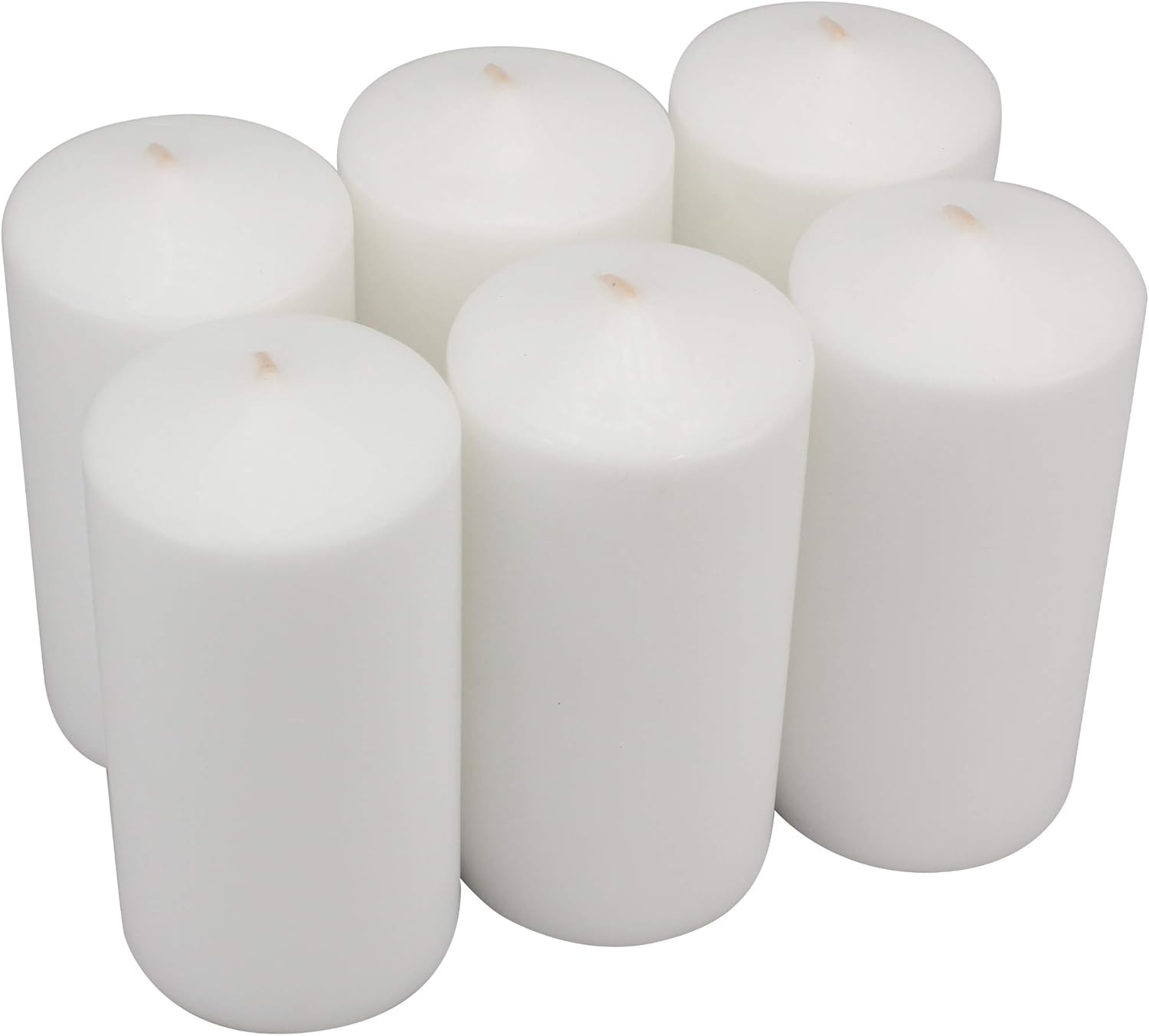 Stonebriar Tall 3x6 Inch Unscented Pillar Candles,White, 6 count: Home & Kitchen