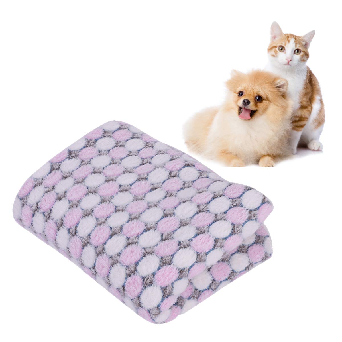 IBLUELOVER Soft Fleece Dog Cat Blanket Cute Dotted Fluffy Pet Throw Soft Warm Washable Dog Mat Cat Pad for Small Medium Puppy Dog Kitten Cat and Rabbits 100 X 80 cm