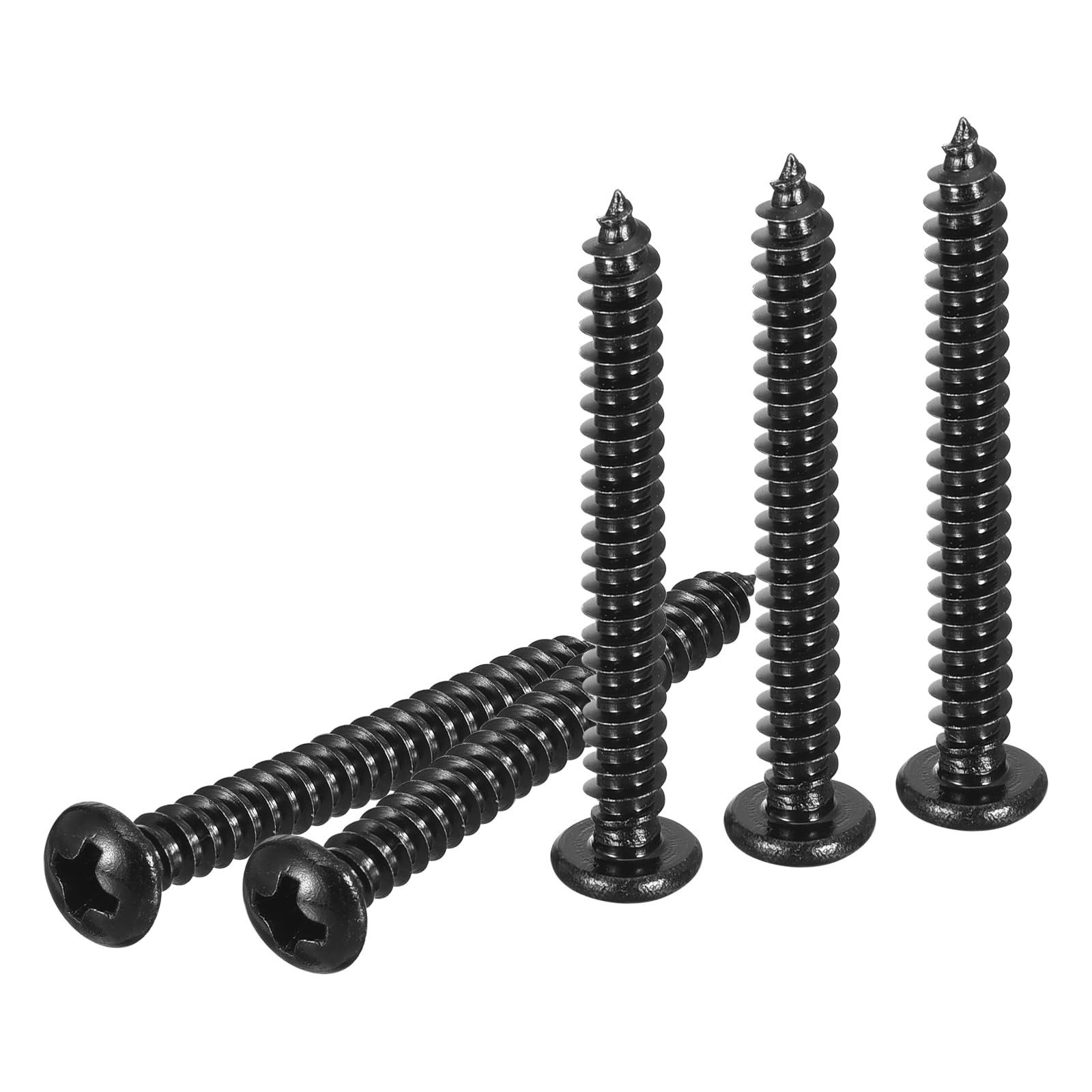 DTGN #8x1-3/8" Black Screws - 25Pack - 304 Stainless Steel Pan Head Phillips Sheet Metal Screw Self-tapping Screw Wood Screws — image 1