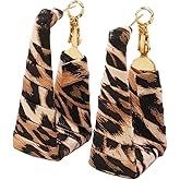 Chunky Leopard Drop Earrings for Women Vintage Camouflage Print Statement Earrings Leopard Print U Shaped Hoop Earrings Boho Country Jewelry Gifts