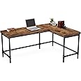 Tribesigns L-Shaped Desk, 67 inch Industrial Reversible Corner Computer Office Desk PC Laptop Study Table Workstation with Metal Pipe Legs for Home Office (Rustic Brown)