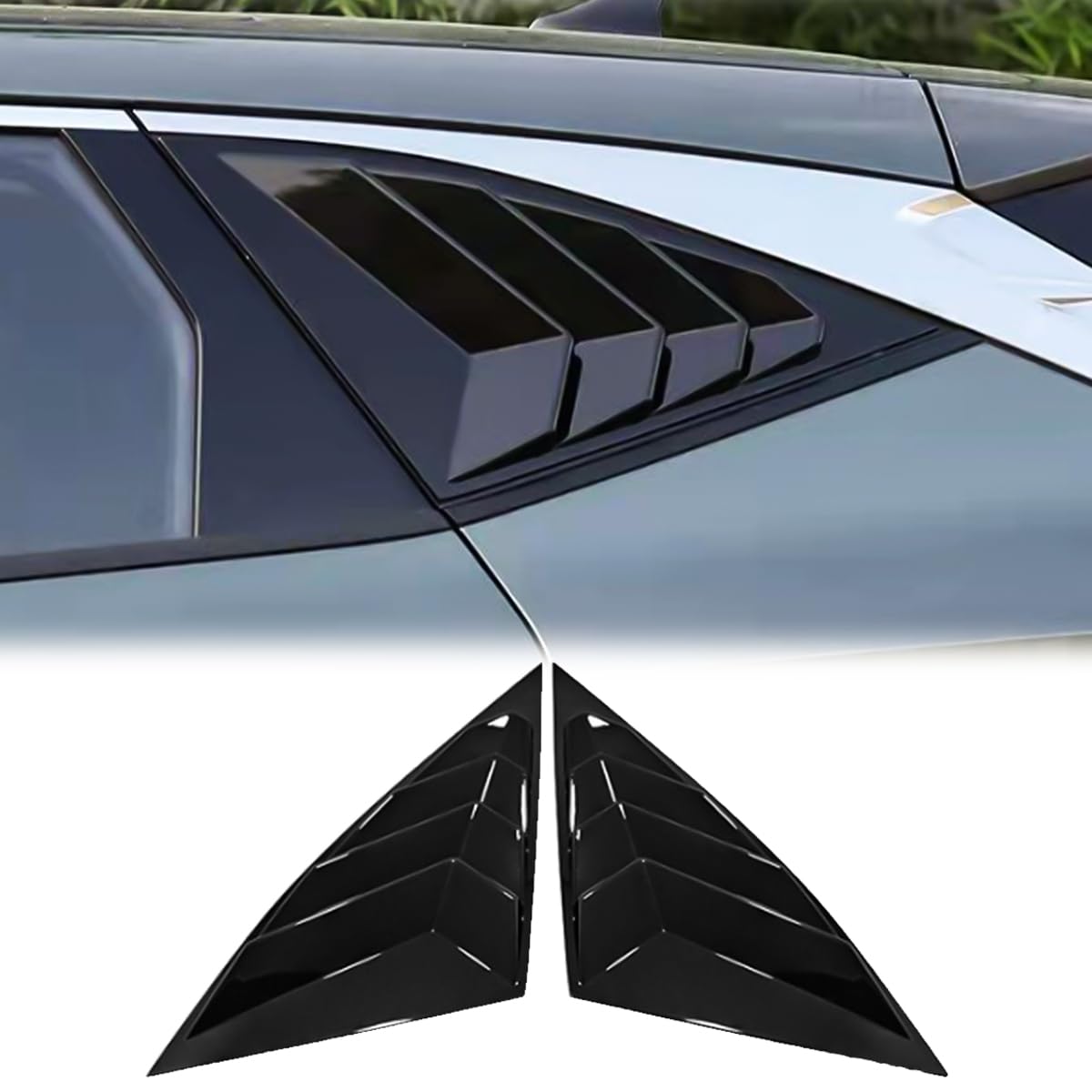 Photo 1 of XYHGM for Hyundai Tucson 2023 2022 Window Louvers Rear Side Window Louvers Air Vent Scoop Shades Cover Blinds Trim Exterior Accessories 2PCS(Bright Pitch Black)