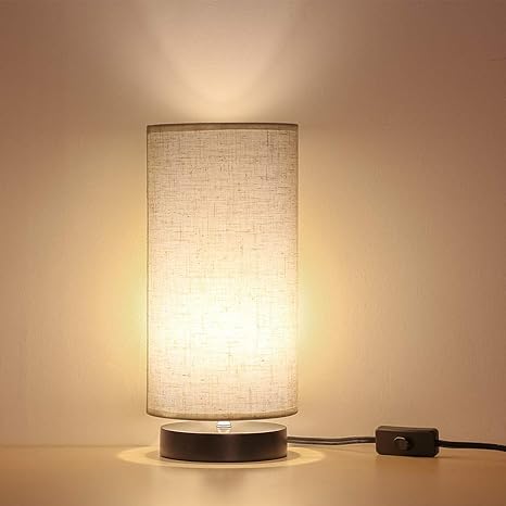 Bedside Table Lamp Minimalist Desk Lamp With Fabric Shade Modern Nightstand Lamp For Bedroom Living Room Amazon Com