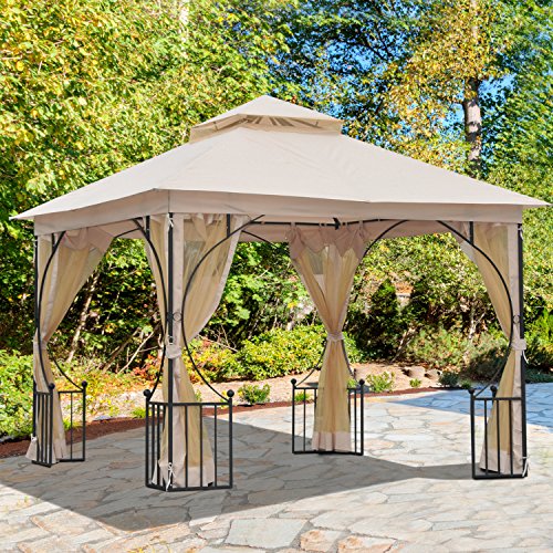 Outsunny 10' x 10' Steel Outdoor Garden Gazebo Canopy with Mesh Netting