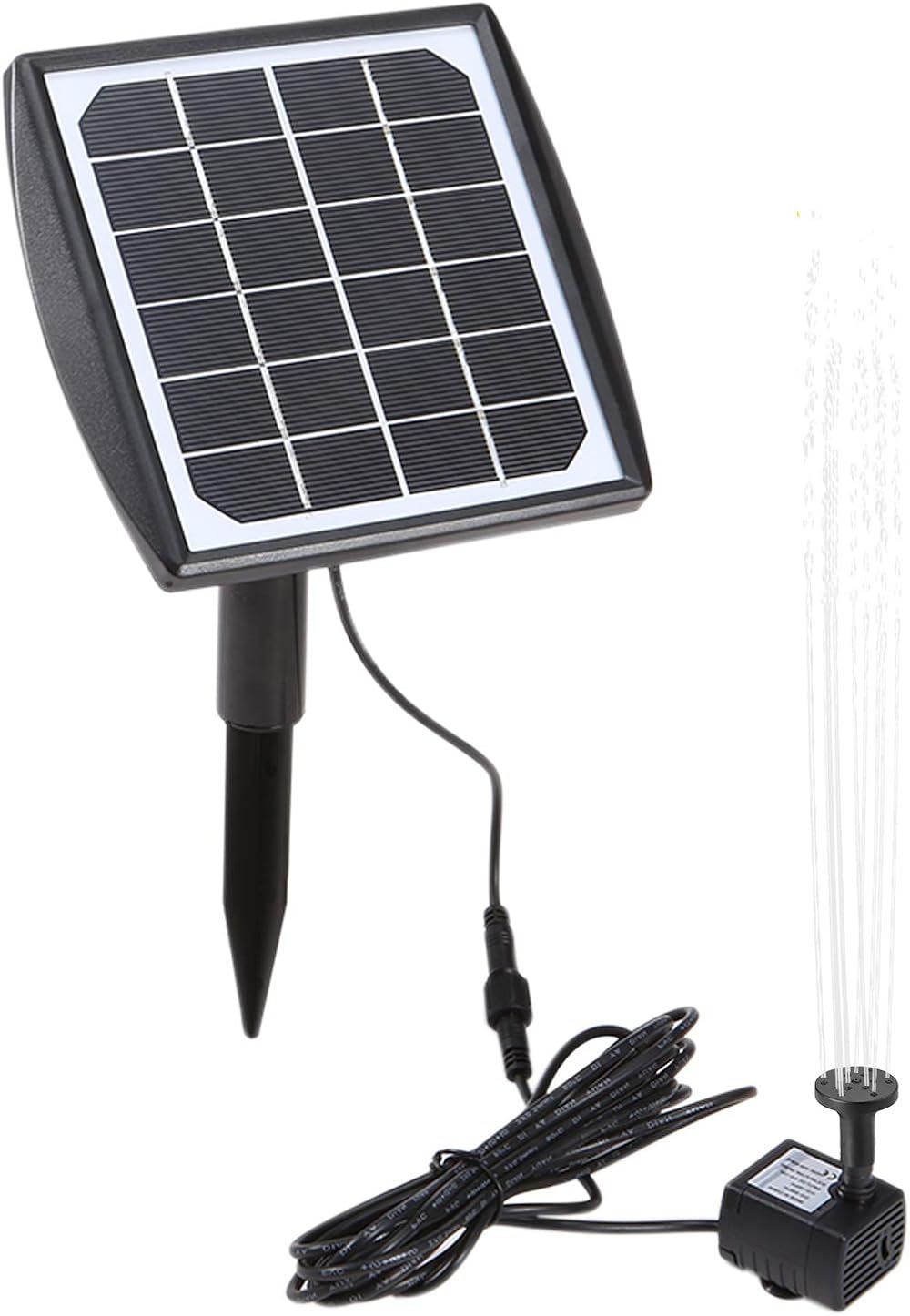 Decdeal 6V/2W Solar Fountain Pump with Adjustable Panel for Pond Garden