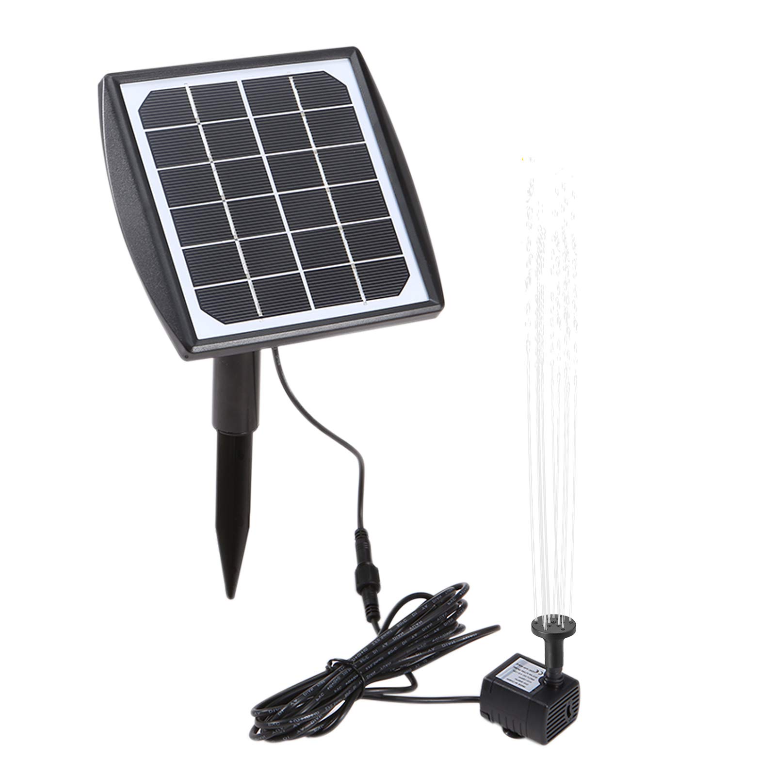 Decdeal Fountain Pump 6V/2W Solar Water Pump with Adjustable Solar Panel, Outdoor Water Fountain Panel Kit for Fish Tank Small Pond Garden Patio Lawn Pool