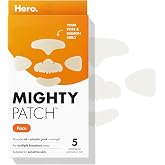 Mighty Patch Hero Cosmetics Face XL Hydrocolloid Face Mask for Acne, 5 Ct | 1 Full Set for Nose, Chin, Forehead &amp; Cheeks; Large Pimple Patches for Zit Breakouts; For Oily &amp; Combo Skin; Korean Skincare