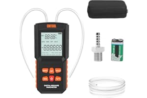 CMTOOL Manometer Gas Pressure Tester, ±100.68 Kpa Digital Manometer with Strong Magnet, 12 Selectable Units, Dual Port Air Pr