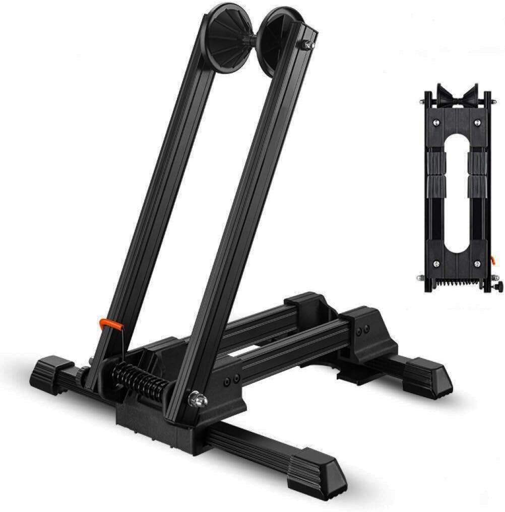 Jolitac Sports Foldable Alloy Bicycle Storage Stand Bike Floor Parking Rack Wheel Holder Fit 20-29 inch Bikes Indoor Home Garage Using