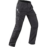 Mens Work Pants Water Resistant Elastic Waist Outdoor Breathable Cargo Tactical Pants with 8 Pockets
