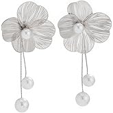 Gold Flower Earrings for Women Vintage Statement Floral Drop Earring Elegant Floral Jewelry