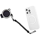 Lyreh Backpack Strap Magnetic Clip for Cellphone, Magnetic Phone Holder with Safety Strap Phone Bag Shoulder Clip for Mountaineering Hiking Climbing Traveling Black