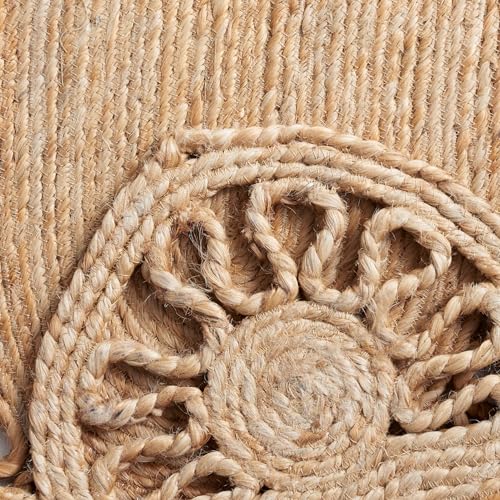 SAFAVIEH Natural Fiber Collection Area Rug - 7' Round, Natural, Handmade Boho C…