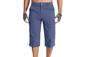 Men's Capris Cargo Pants Quick Dry 3/4 Long Shorts Summer Casual Outdoor Sweat Shorts for Fishing Golf Athletic Hiking