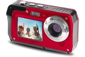 Minolta MN40WP 48MP Waterproof Digital Camera – Dual LCD Screens, 2.7K QHD Video, 16x Digital Zoom, Anti-Shake, Face Detection, 10ft Waterproof (Red)