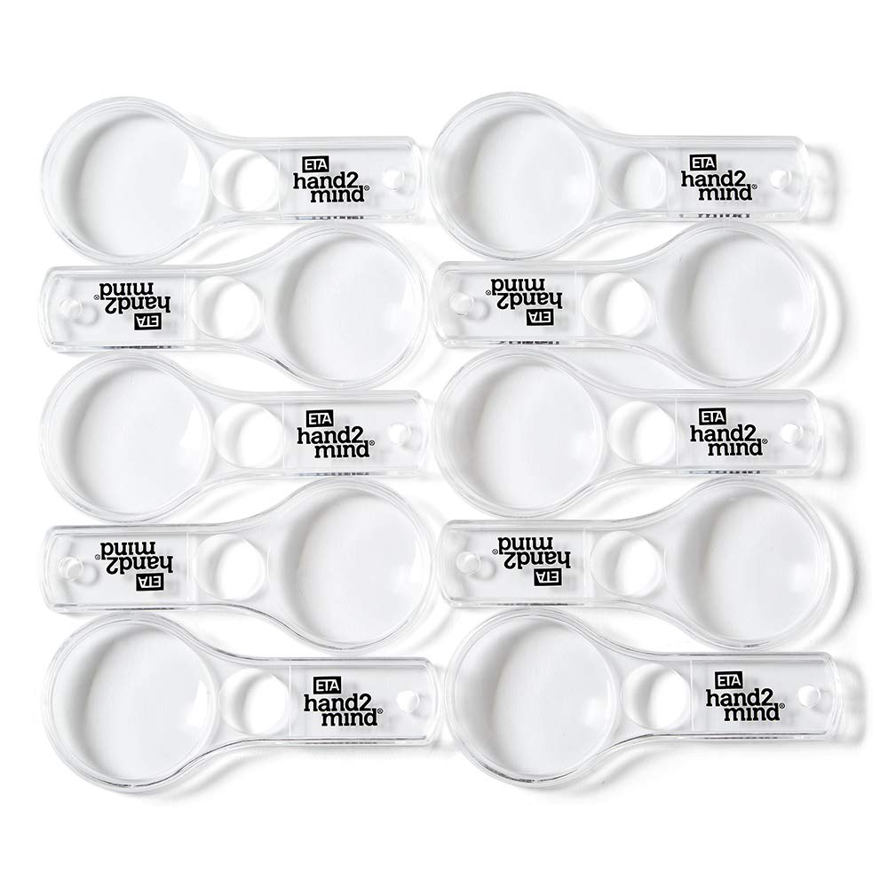 hand2mind Mini Plastic Handheld Magnifying Glasses, 3X and 6X, Without Lanyard (Pack of 10)