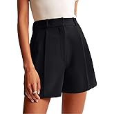 NIMIN Womens Shorts Dressy High Waisted Wide Leg Tailored Shorts Pleated Business Casual Work Trouser Shorts Without Belts