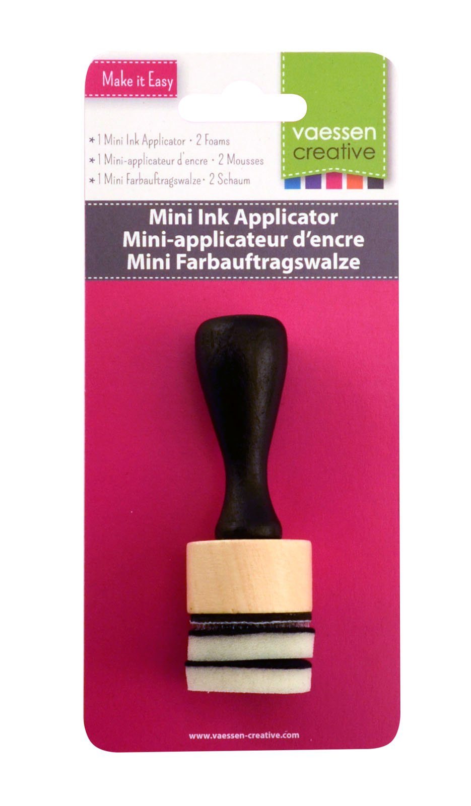 Vaessen Creative Mini Ink applicator, Wood/Foam, Black, 9x3x3 cm