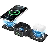 JXTZ Foldable Wireless Charger, 3 in 1 Wireless Charging Station for Multiple Devices, Magnetic Fast Wireless Charging Stand 