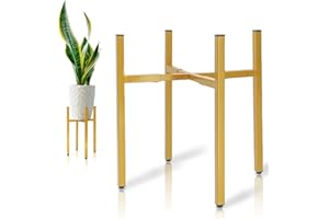 RainbleLand Metal Adjustable Plant Stand 10 11 12 13 14 In, Adjustable Metal Planter Stand Indoor, Mid Century Modern Planter Holder for Indoor and Outdoor, Plant Pots Pedestal, Expandable Holder Only