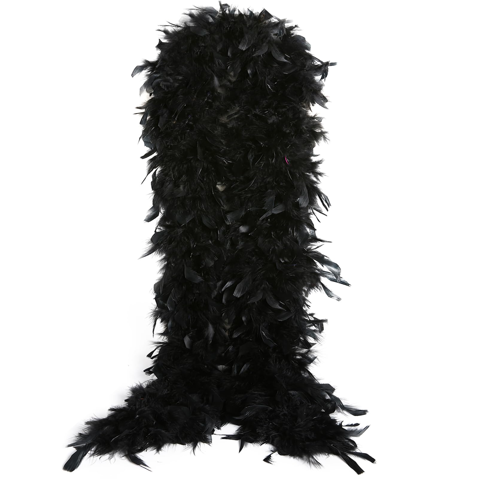 Photo 1 of THARAHT Black Chandelle Turkey Feather Boa 2Yard 55g for DIY Craft Home Dancing Wedding Party Halloween Costume Decoration Feather Boa