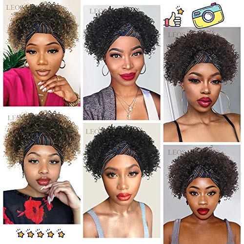 LESOA-Kinky-Curly-Wig-Headband-Wig-for-Black-WomenWrap-Wig-2-in-1-Afro-Wig-Short-Curly-Wigs-For-Black-Women-Synthetic-Jerry-Curly-Hair-Wigs-with-Headwraps-Curly-Full-Wig-Heat-Resistant-Hair-for-Women