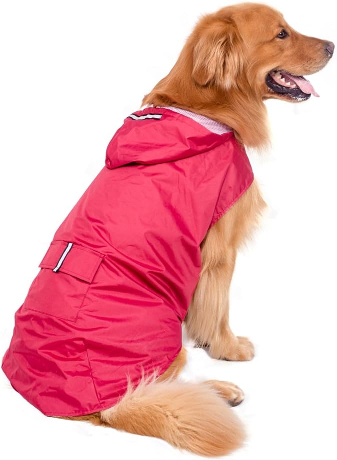 Cideros Dog Raincoats Waterproof Rain Jacket with Reflective Safe