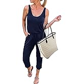 KIRUNDO Women 2026 Summer Jumpsuits Casual Sleeveless Drawstring Elastic Waist Romper Vacation Cruise Airport Travel Outfits