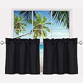 Pickluc 24 Inch Long Tier Curtains for Small Window Treatment, Short Blackout Curtain with Rod Pocket - Half Window Curtains 
