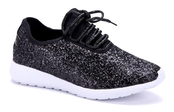 Schuhtempel24 Damen Schuhe Low Sneaker flach Glitzer