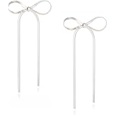 Met-edianger Bow Earrings Vintage Bow Knot Earrings Tassel Faux Pearl Rhinestone Ribbon Drop Earrings Jewelry Gifts for Women