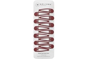 Heliums 5cm Snap Clips - Auburn - 12 Count, Metal Hair Barrettes, Blends with Red Hair Color