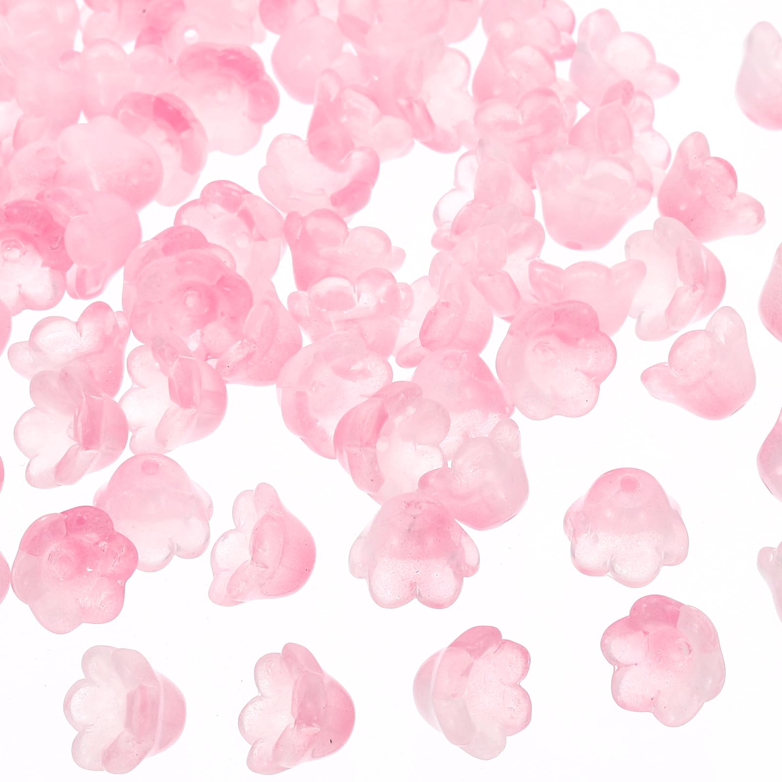 PATIKIL Glass Trumpet Flower Beads, 100 Pcs Gradient Flower Bead Charm for DIY Craft Decorations, Brown